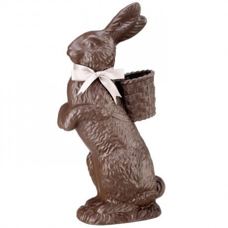 Resin Dark Chocolate Standing Bunny with Basket – 14"