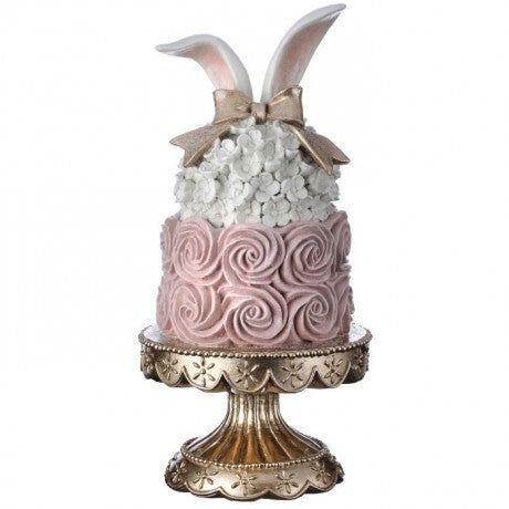 Resin Easter Cake with Bunny Ears Pedestal – 13.5"