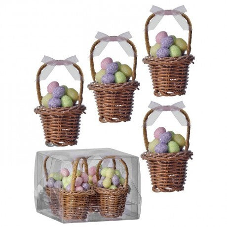Easter Basket Ornament with Pastel Eggs Box Set – 3"