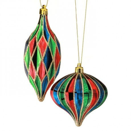4–6" Multicolor Ridged Finial Ornaments