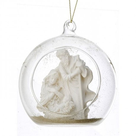 4" Resin in Glass Holy Family Ball Ornament