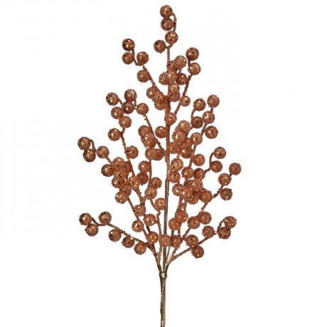 29" Light Copper Metallic Glitter Berry Spray