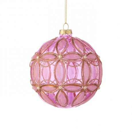 Pink & Gold Geometric Glass Ornament – 4"