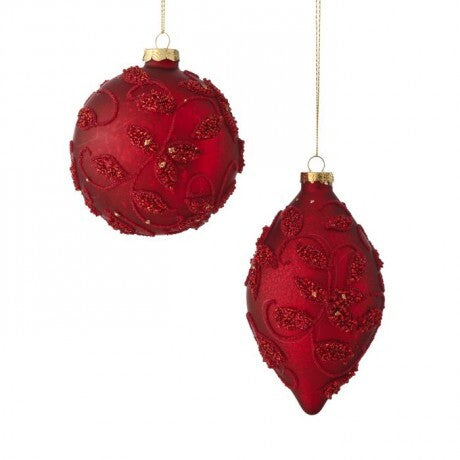 Jeweled Red Mercury Glass Ornaments