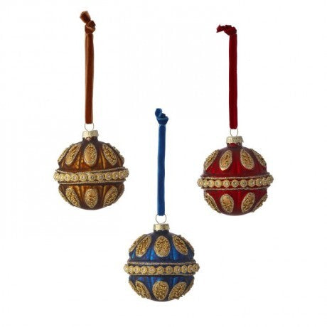 Regal Jeweled Glass Ball Ornament