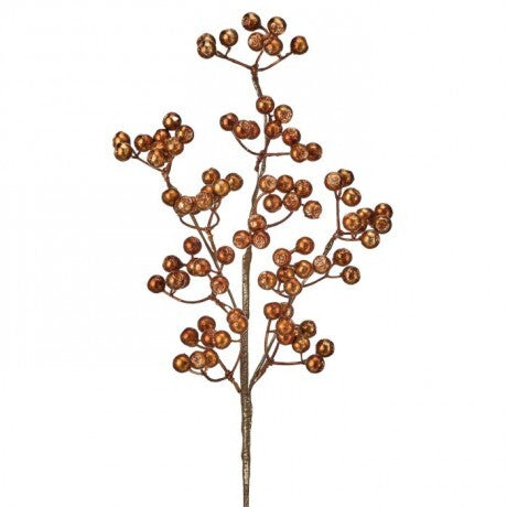 25" Copper Glittered Berry Spray