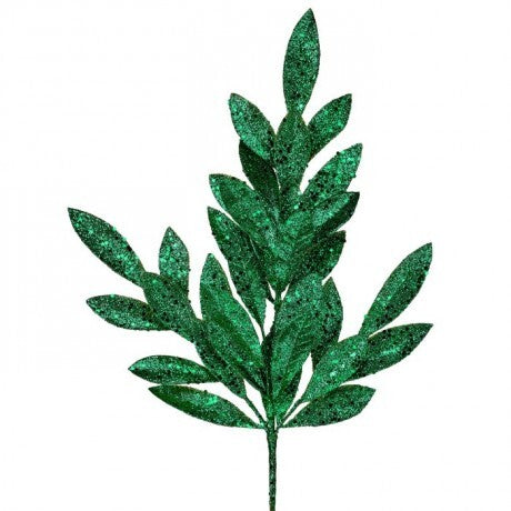 Green Glitter Leaf Spray – 20"