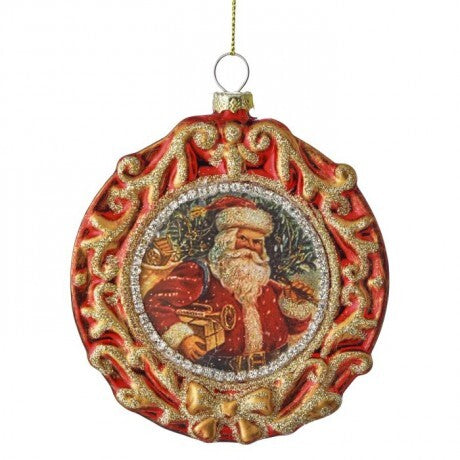 Vintage Santa Medallion Ornament – 4"