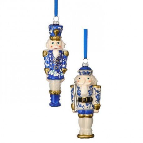 Blue & White Glass Toy Soldier Ornaments