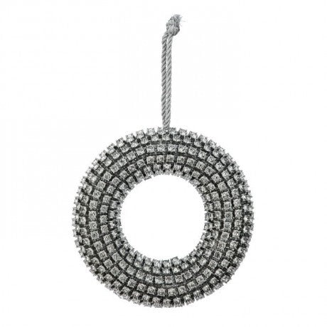 5.5" Silver Jeweled Wreath Ornament