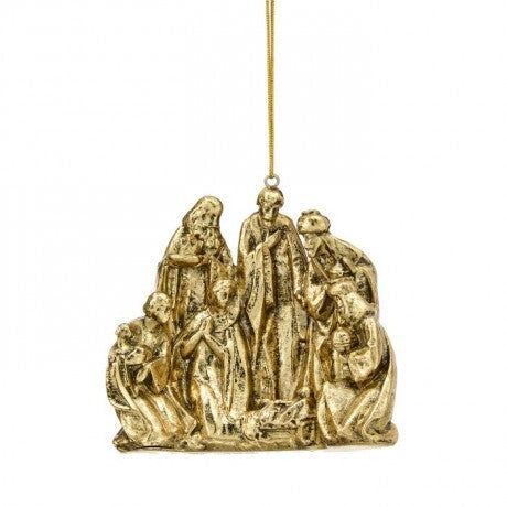 Antique Gold Nativity Ornament