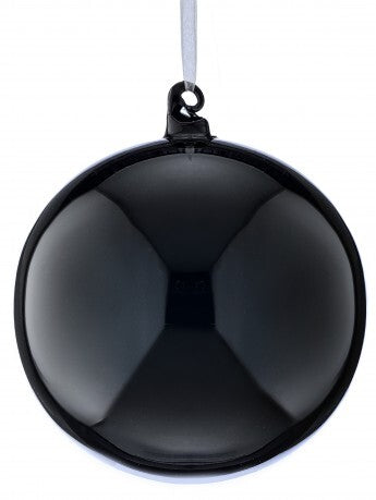 6" Black Shiny Glass Ball Ornament