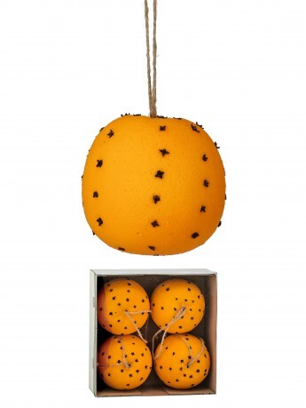 4" Clove-Studded Orange Ornaments – Box of 4