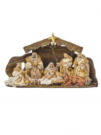 21" Wood Creche Nativity Scene
