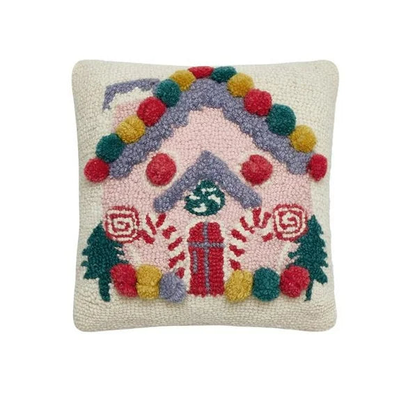 Pink Gingerbread House Hook Pillow