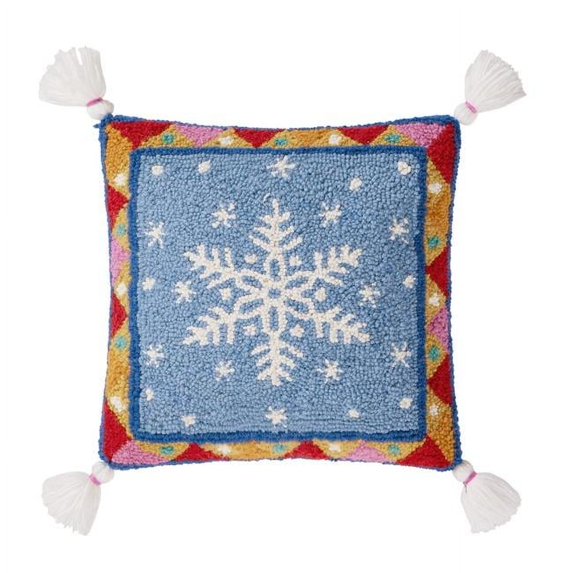 Fair Isle Snowflake Hook Pillow – 14" x 14"