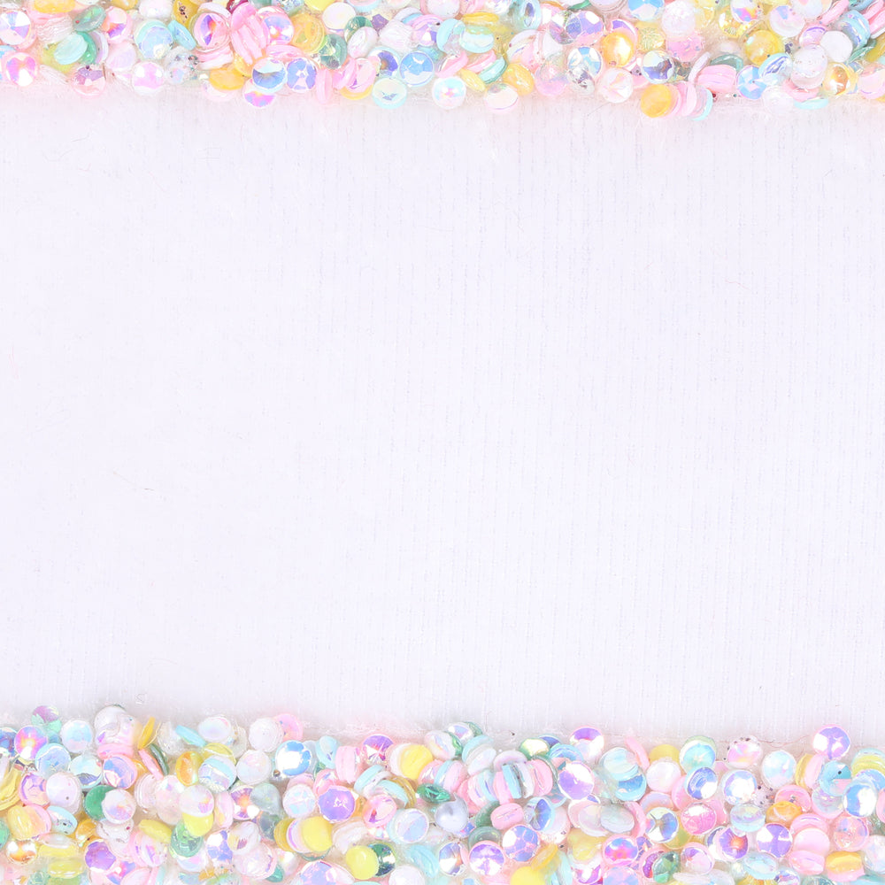 2.5" x 5 Yards White Velvet Ribbon with Iridescent Beaded Edge