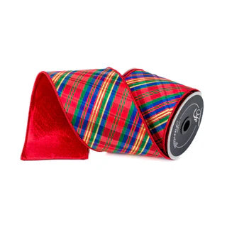 Farrisilk Plaid Glitz Ribbon – Multi (4" x 10yd)