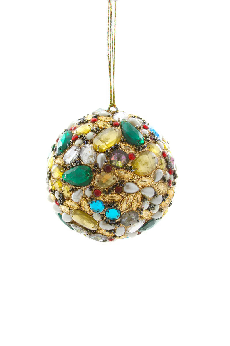 Beaded Rhinestone Bauble Ornament – 4.5"