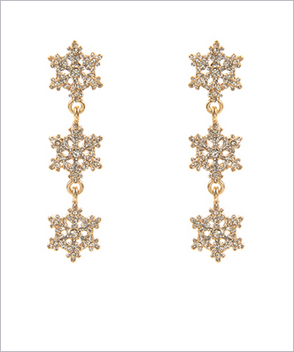 Triple Snowflake Drop Earrings