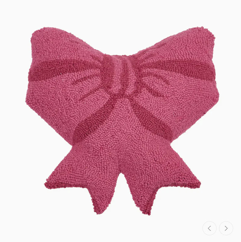 Pink Bow Hook Pillow – 16" x 16"