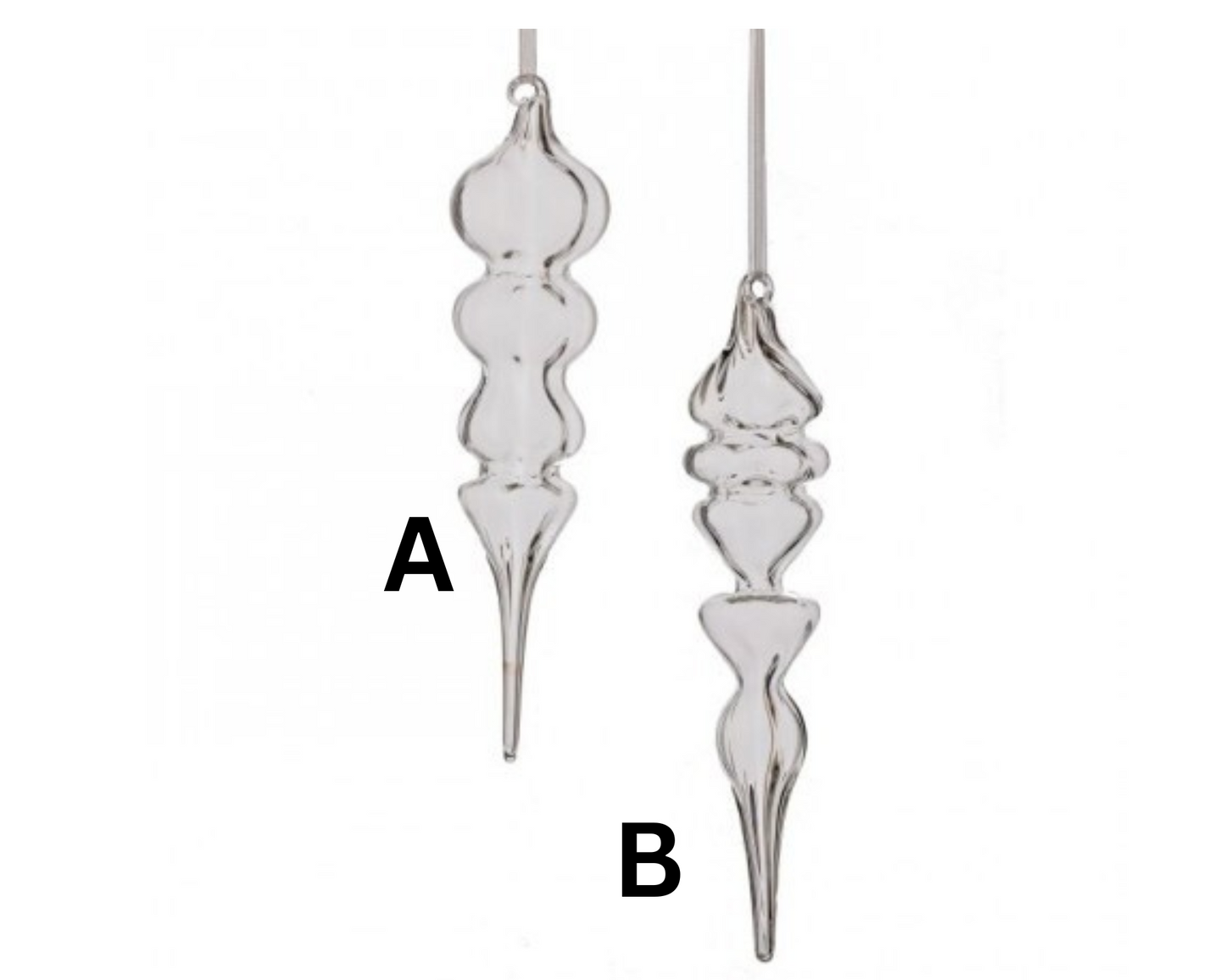 11" Clear Glass Finial Ornaments (Sold Separate)