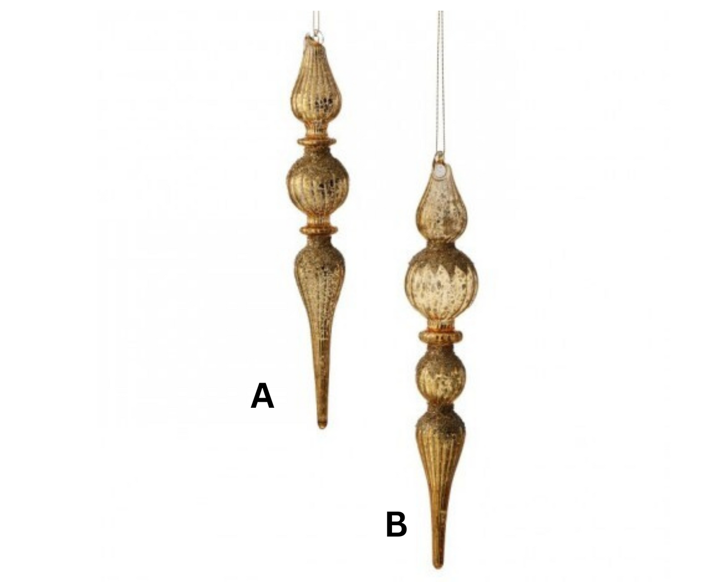 Champagne Mercury Glass Finial Ornaments – 11" (Sold Separately)