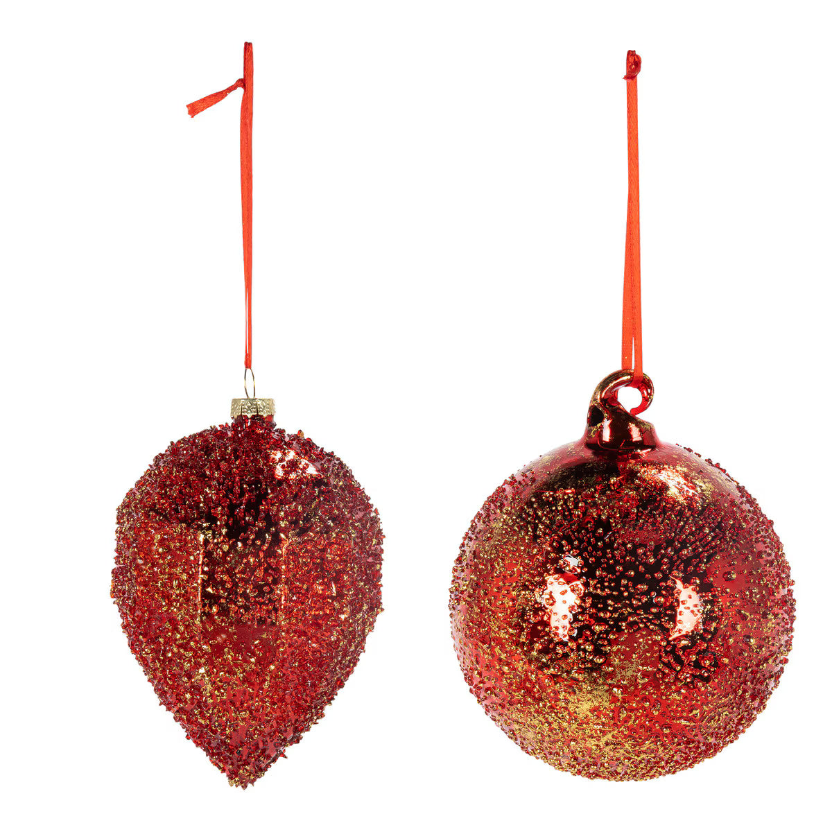 4.5" Red Glass Ornament with Dew Drop Finish