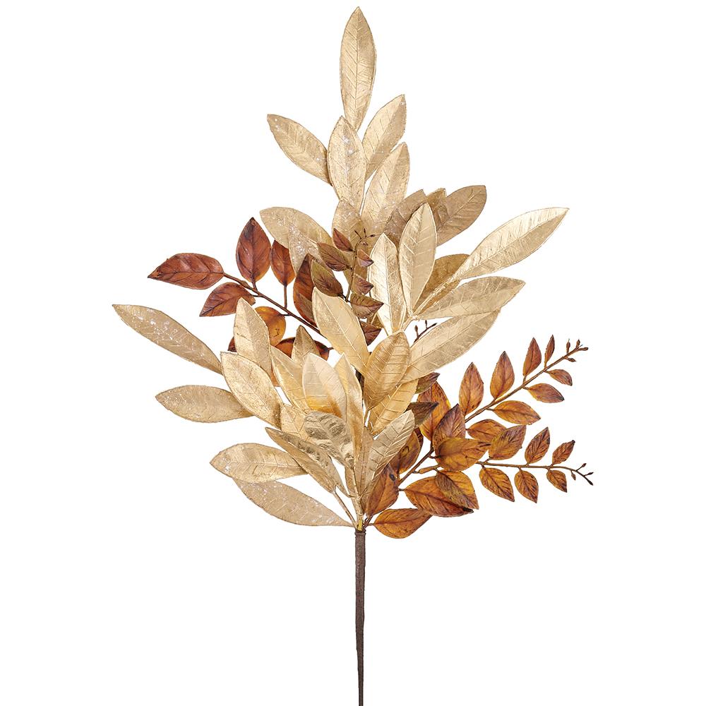 24" Gold & Brown Mixed Bay Leaf Spray