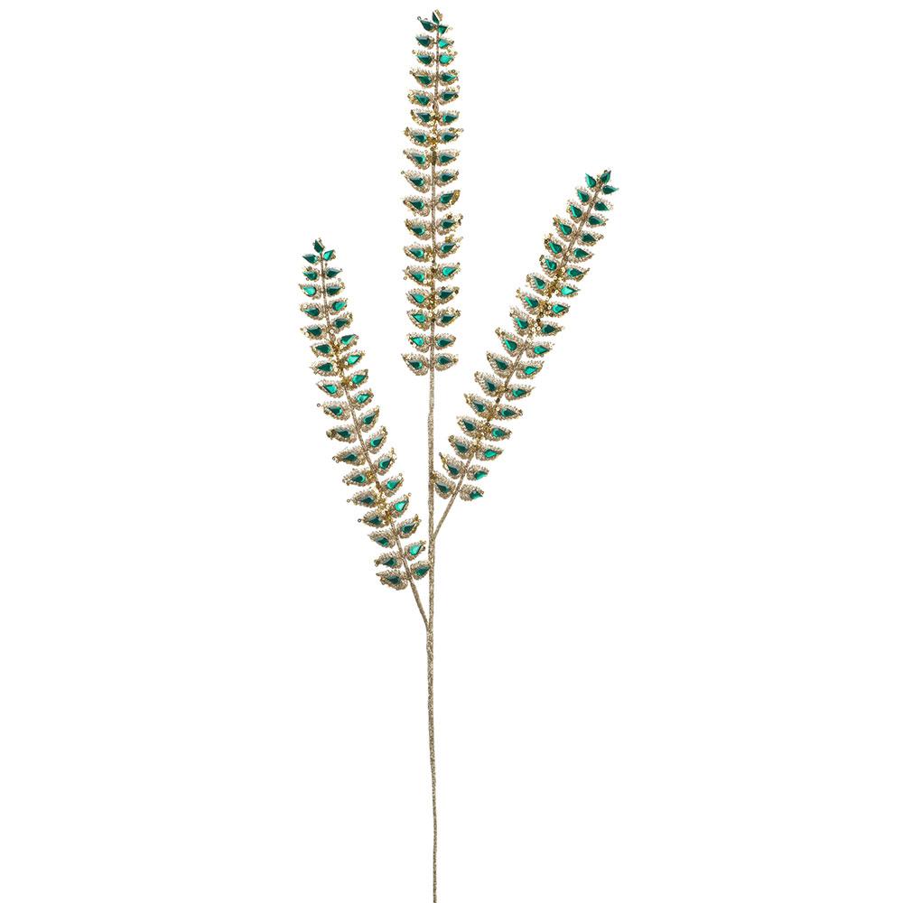 34.5" Green Rhinestone Mini Leaf Spray