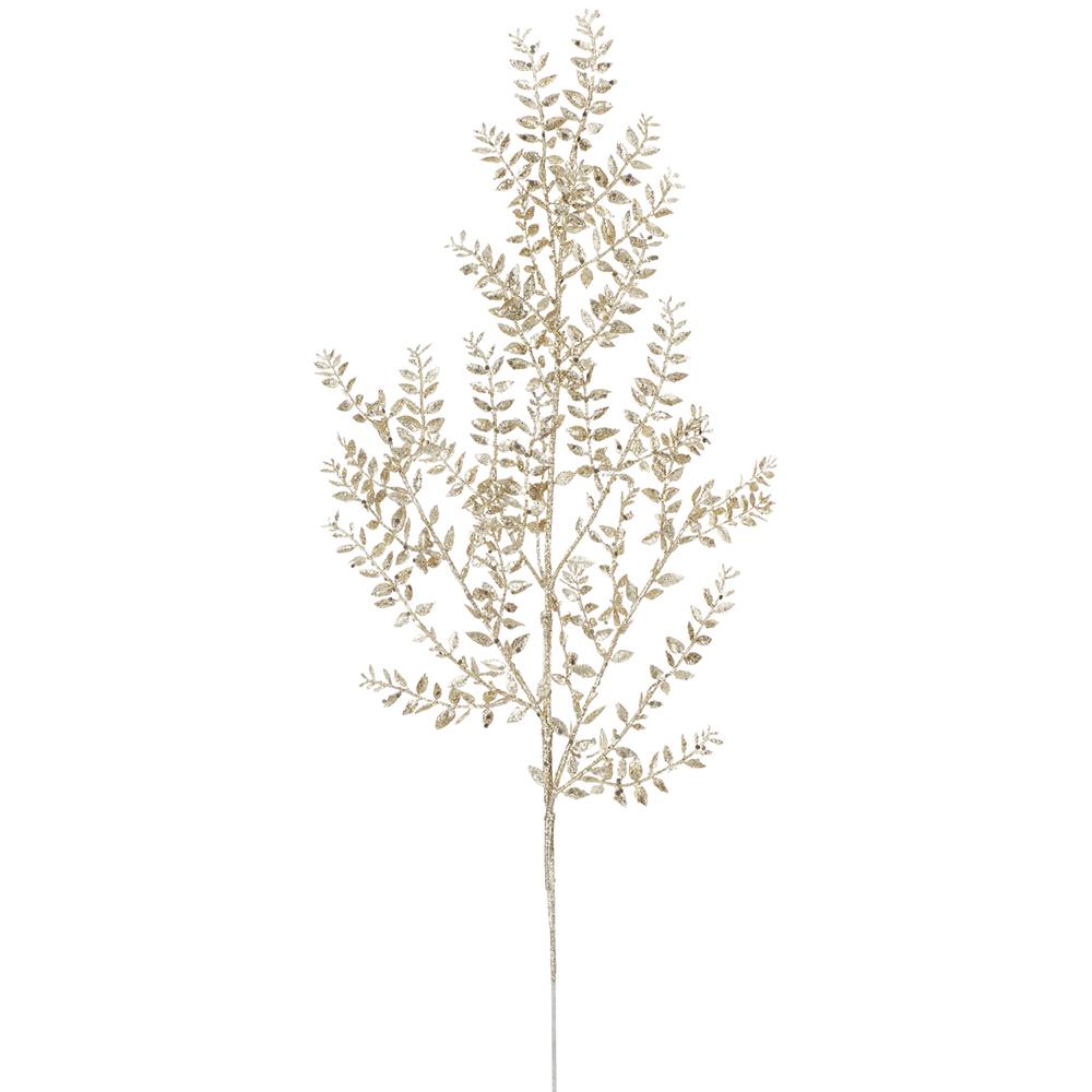 30" Champagne Glittered Leaf Spray
