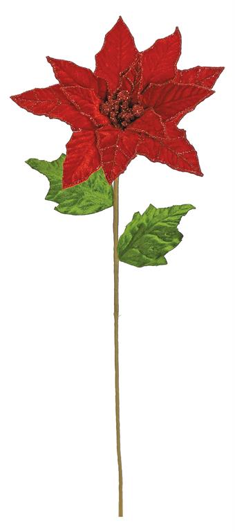 24" Red Poinsettia Stem with 10" Bloom