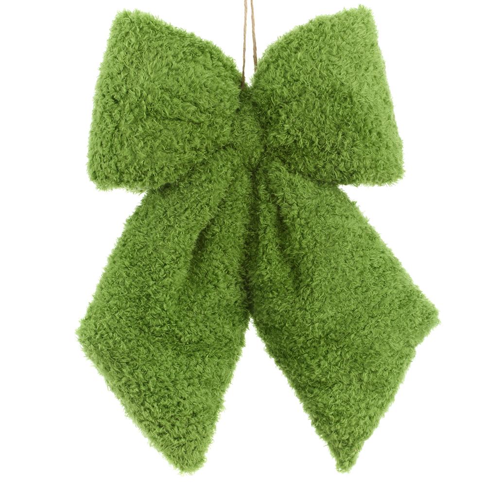 11.5" x 15" Green Plush Bow Ornament