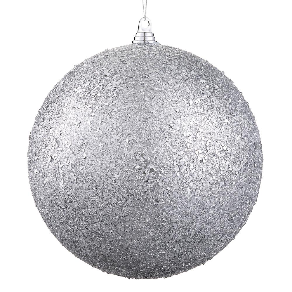 12" Silver Glittered Ball Ornament