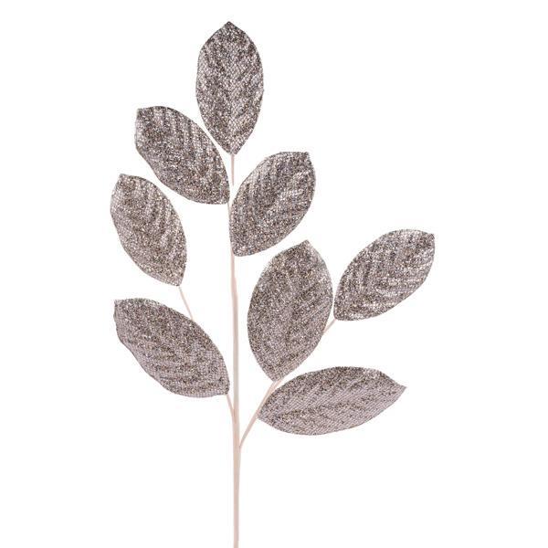 30" Metallic Glitter Leaf Spray – Champagne