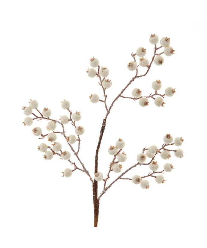 Kurt Adler 25.5" White Glittered Berry Spray