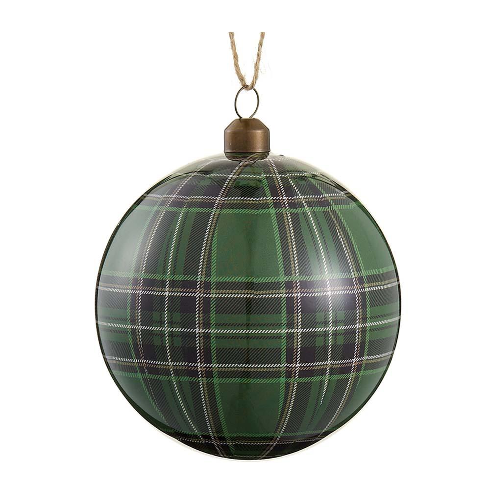Evergreen Plaid Ball Ornament