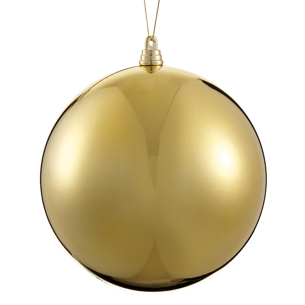 Shiny Plastic Ball Ornament – Gold, 6" (Shatterproof)