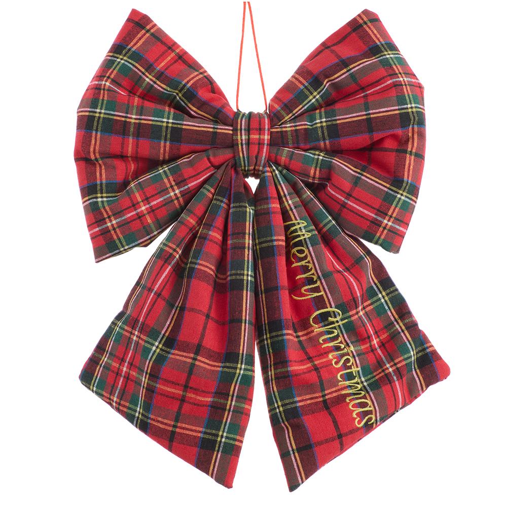 Merry Christmas Tartan Bow Ornament