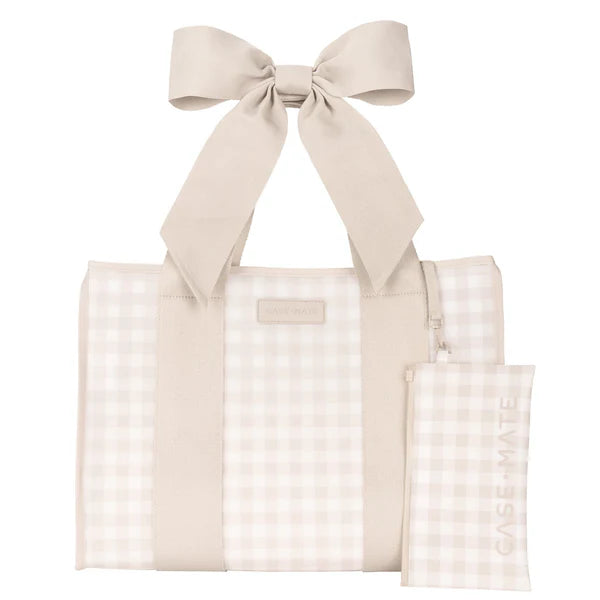 Casemate Waterproof Jelly Tote Bag – Latte Gingham Bow