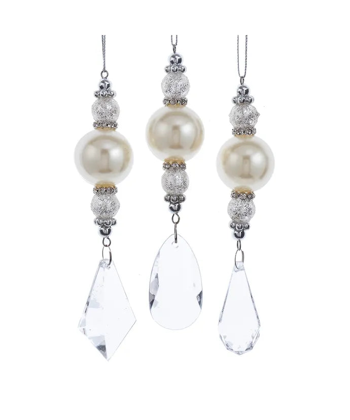5.5" Pearl & Crystal Drop Ornament – Sold Separately (Random Selection)