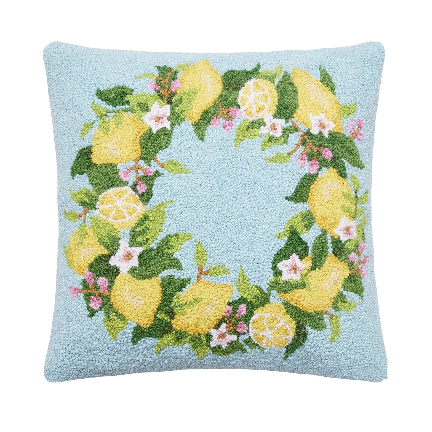 Lemon Wreath Hook Pillow – 18" x 18"