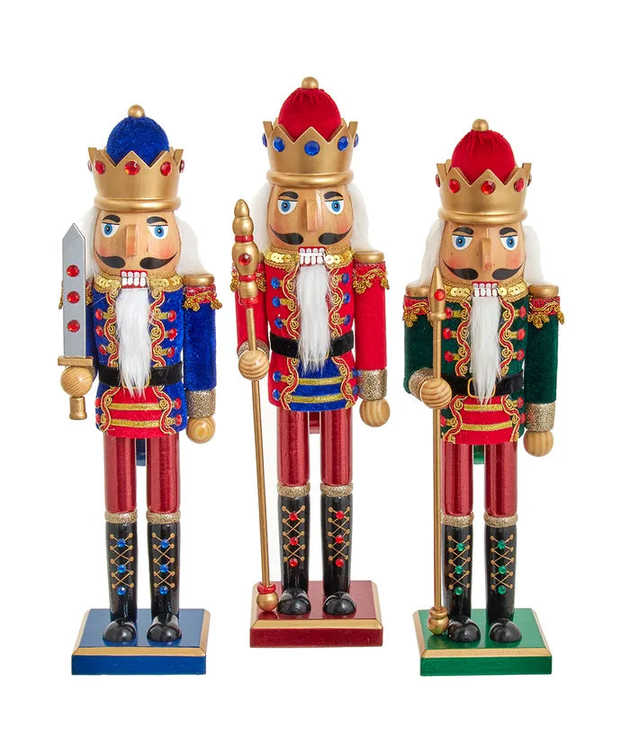 15" Blue, Red and Green King Nutcrackers