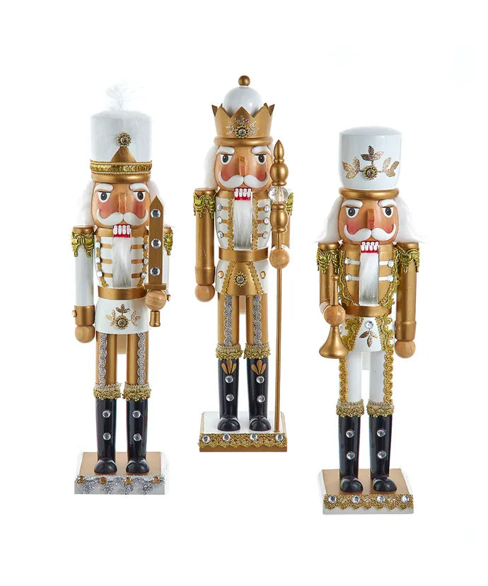 Kurt Adler 15" Gold & White Nutcrackers – Sold Separately