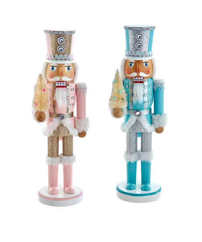 14" Pastel Nutcrackers with Bottle Brush Trees – Sold Separately (Kurt Adler)