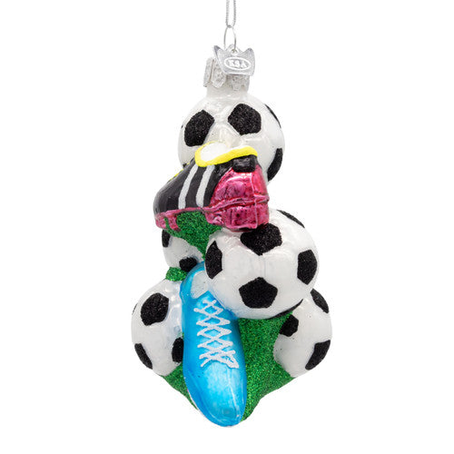 Noble Gems™ Soccer Balls & Cleats Glass Ornament – 4"