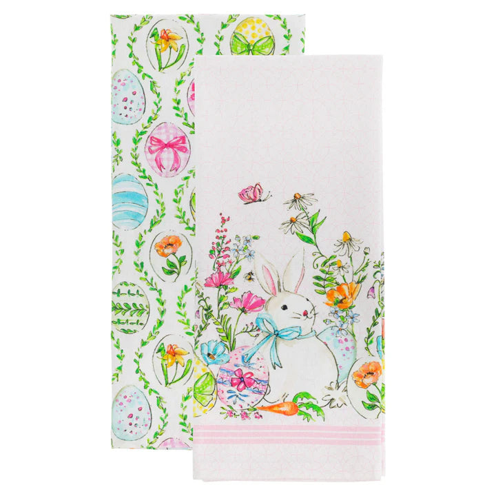Easter Bunny & Egg Cotton Tea Towels – Set of 2