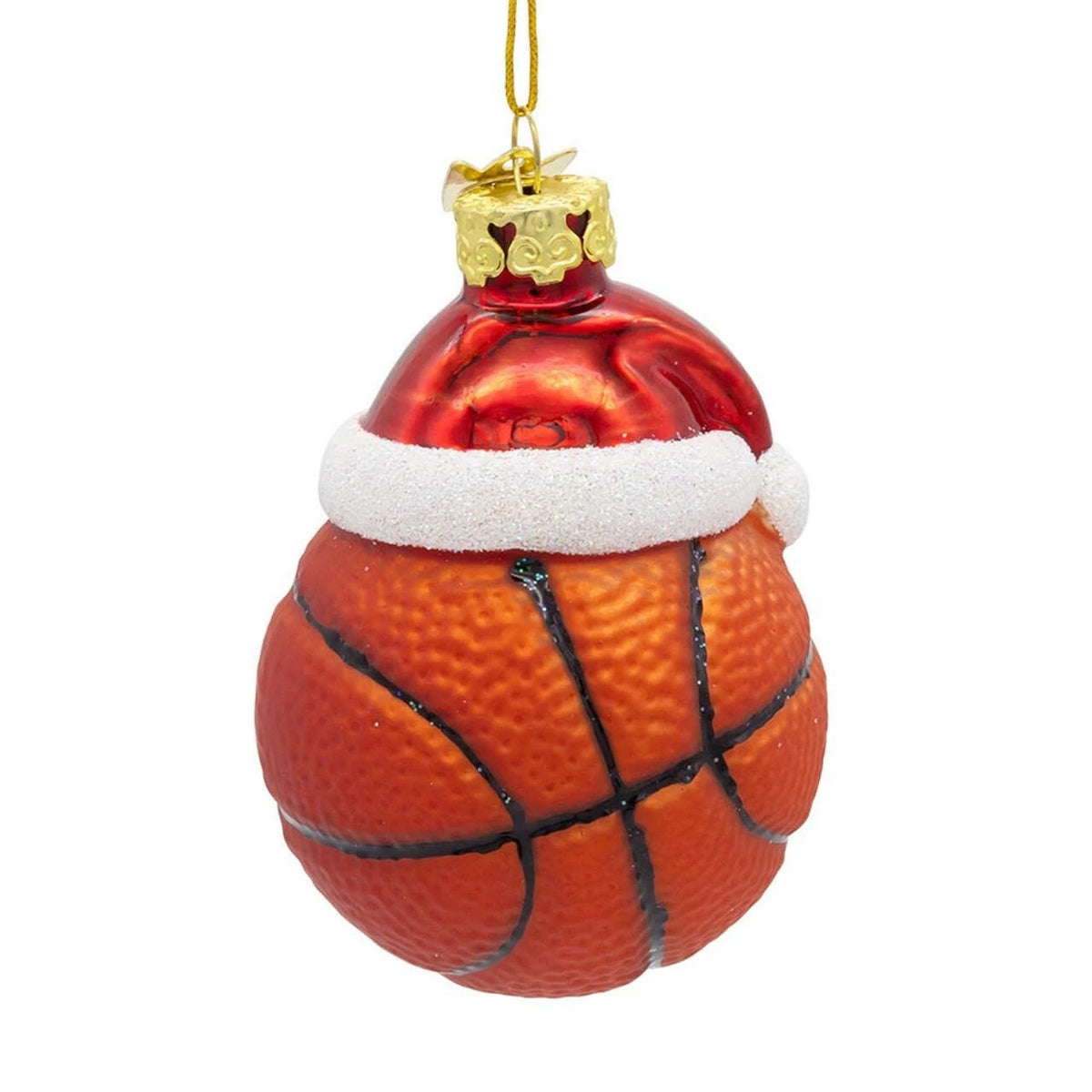 3" Noble Gems™ Glass Basketball with Santa Hat Ornament