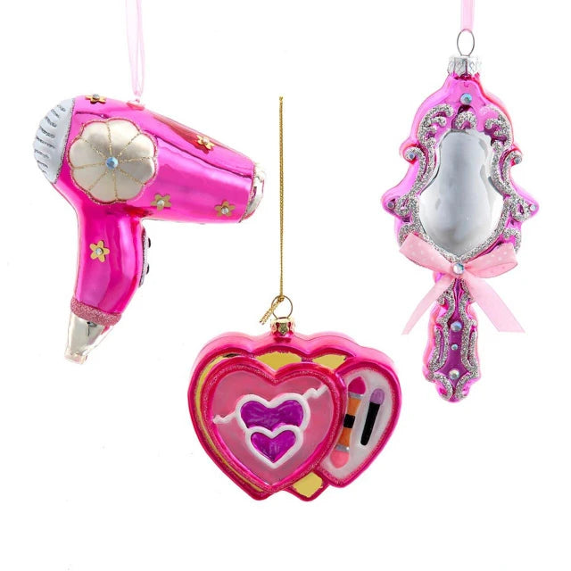 4.75" Pretty in Pink Glass Beauty Ornaments
