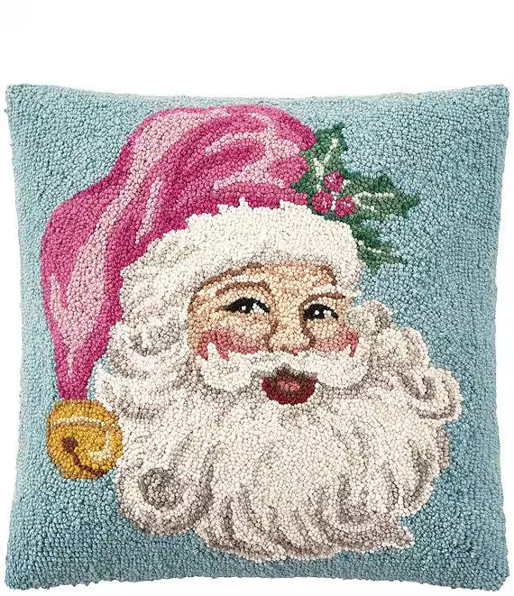 Retro Pink Santa Hook Pillow – 18" x 18"
